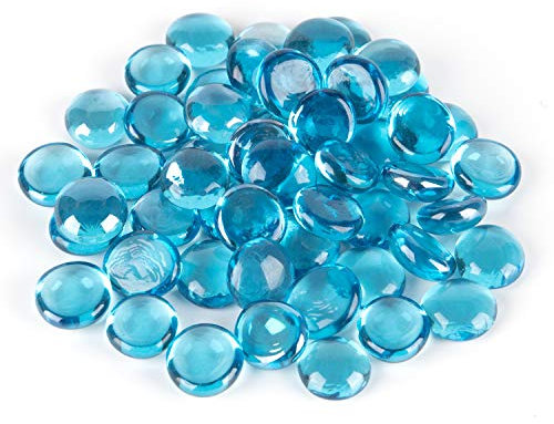 WGV Lot de 500 billes plates en verre pour remplissage de vase, mariage, décoration, pierres en cristal, turquoise (2,3 kg, environ 500 pièces)