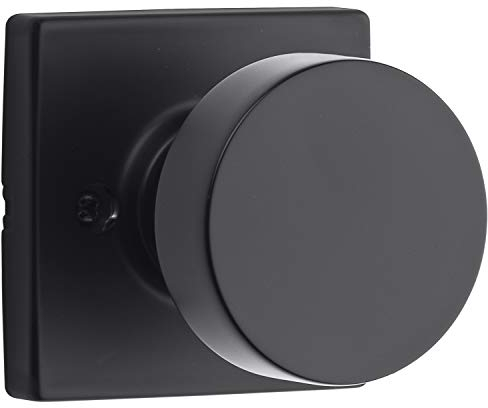 Kwikset 97402-854 Pismo Türknauf mit Schlüssel und SmartKey-Sicherheit, rund, Eisen-Schwarz