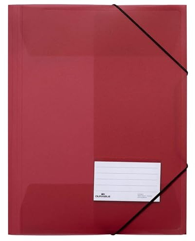 Durable Eckspanner 999109793, A4, Kunststoff, rot, 3 Einschlagklappen, 5 Stück