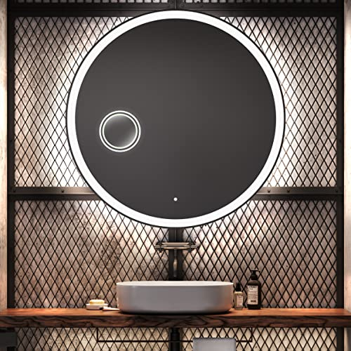 Artforma Specchio Rotondo da Bagno Controluce LED | 80 cm | su Misura | Personalizza Specchio Tondo da Parete Bagno | LED Premium | Colore LED - Bianco Freddo/Caldo | L76