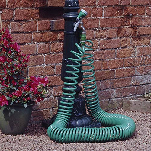 garden mile® 30m Coil Garden Hose with Spray Gun Outside Tap Connector Water Hosepipe Outdoor Patio Car Washing Plant Watering