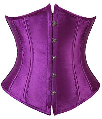 Grebrafan Satén Corset Bajo Pecho Clasico Corsé Underbust Gótico Talla Grande (EUR(38-40) XL,Morado)