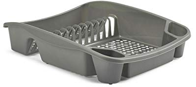 Plastic Kitchen Sink Dish Drainer Cutlery Plate Cup Storage Holder Rack Tidy (Silver, Small Dish Drainer)