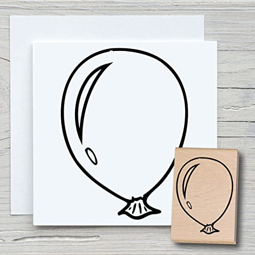 NEWSTAMPS Stempel Ballon einzeln Motivstempel aus Holz & Gummi zum Karten und Geschenke basteln, Holzstempel für Geburtstage, Party, Feiern, Scrapbook, Textilstempel, Deko, Freunde