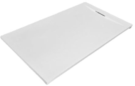 Receveur de douche 150 x 90 cm Blanc Line PLUS en résine et poudre de marbre avec grille latérale en marbre