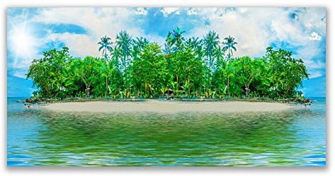 Tulup Splashback - 140x70cm Backsplash Cooker Hob Wall Splashback - Kitchen Wall Panels - Heat Resistant - Toughened/Tempered Safety Real Glass - Sea Island Landscape