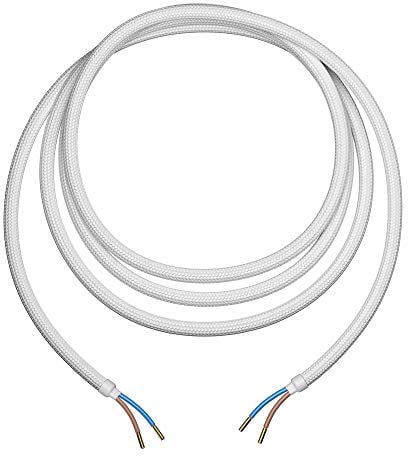 ledscom.de Textilkabel, 3 m, weiß, 2 x 0,75 mm², H03VV-F Textilummantelung