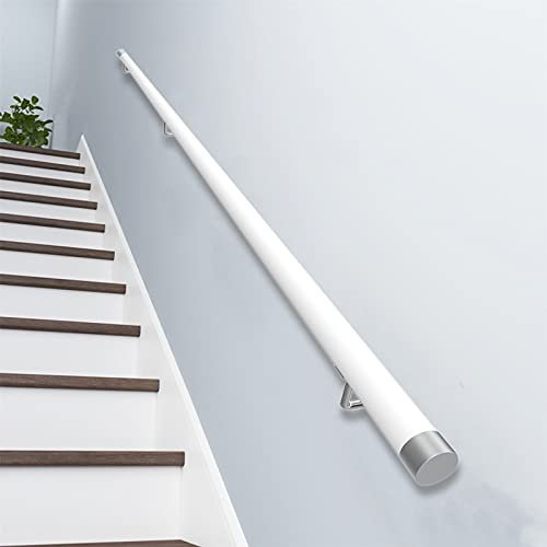 Pasamanos De Escalera Con Tapones De Extremo Blanco, De Madera Antideslizante, Barra De Soporte para Pasillo, De Pared Con Kit De Instalación (80cm)