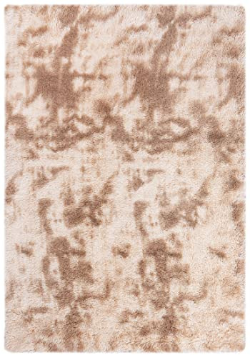 Carpeto Rugs Teppich Hochflor Wohnzimmerteppich Langflor Bettvorleger - Teppiche für Wohnzimmer Schlafzimmer - Weicher Modern Einfarbig Flauschig Shaggy - rutschfest Beige 160 x 230 cm