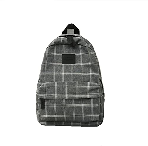 UKKO Rucksack Mode Mädchen College Schultasche Plaid Casual Einfache Gestreifte Buch Rucksäcke Für Teenager Reise Umhängetasche-Black