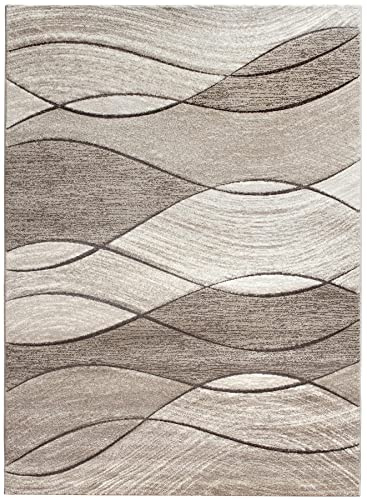 SrS Rugs® Impulse - Area Rug for Living Room, Bedroom, Hallway Runner Rug - Abstract Geometric Design - Provides Home with Comfort and Warmth (Beige, 240cm x 330cm)