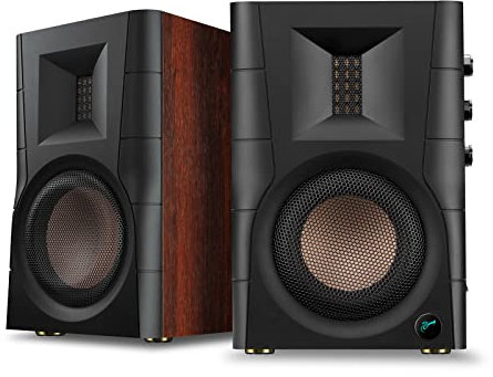 HiVi-Swans D100 Bluetooth Powered Bookshelf Speakers - Bluetooth Desk Speakers for TV/Turntable/PC - 4 Inch Near Field HiFi Speakers 62w RMS - Wood Grain