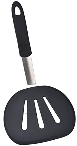 Spatule, spatule en silicone en acier inoxydable spatule anti-adhésive et résistante aux hautes températures spatule large ronde pour œuf sauté au steak