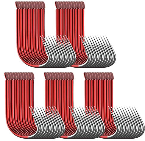 Angelhaken - Hoher Kohlenstoffstahl Haken Set,Angelhaken für Schweren Thunfisch, Seebarsch, Wels, Karpfen, 10 Spezifikationen, 50 Stück Abbto