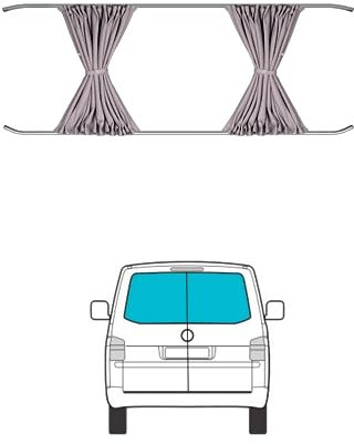 Window Sun Shade Curtain Compatible with VW Transporter T5 2003-2015 and Medium T6 2015-2023 Barn Door Twindoor Grey Campervan Auto Protection Visor Blinds Block UV Rays and for Privacy