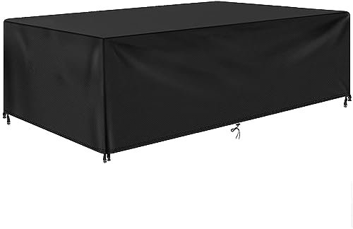 Housse Salon de Jardin 140x110x75cm Exterieur Bache Table De Jardin, Housse de Table ExtéRieur BâChe de Protection éTanche Tissu Oxford ImperméAble, RéSistance au Vent, Anti-UV