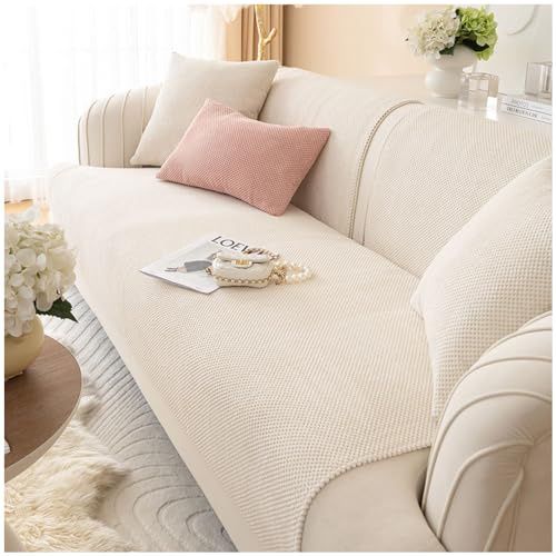 Axroad Mall Sofa-Schonbezug für 1/2/3/4-Sitzer, universal, rutschfest, L-Form, Couchbezug, Mais-Fleece-Stoff, Möbelschutz, Sofabezug für Wohnzimmer (Beige, 70 x 120 cm)