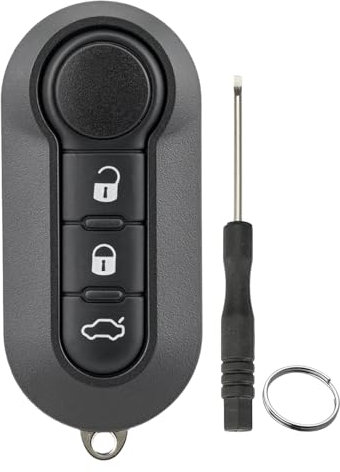 Coque de clé 3 boutons pour Fiat 500 Ducato Doblo 500L Punto Bravo Panda Iveco Daily Peugeot Boxer Citroen avec porte-clés tournevis (boutons blancs)