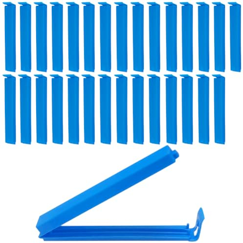 Liujiami 30 Pcs Food Bag Clips 11cm/4.33inch Strong Sealer Clips Reusable Plastic Kitchen Storage Clip for Keeping Food Fresh, Sealing Packets, Freezer Bags, Sandwich Bag, Blue