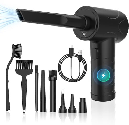 Portable Air Blower, Compressed Air Duster 3 Gear 51000RPM 6000mAh Rechargeable Cordless Electric Air Duster with LED Light & Air Pump for Computer Laptop PC Keyboard PS5 -Replace Compressed Air Can