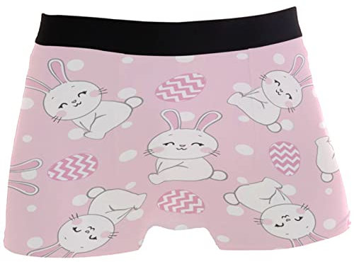 351 Men Retroshorts Osterhasen-Kaninchen-Eier-Punkte-Rosa Unterhosen Hipster Men Unterwäsche Passform Short Unterhose Für Ehemann, Vater, Mann XL