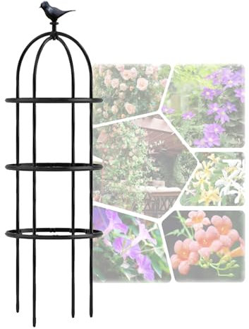 BEEGMA Rankobelisk Spalier Tomatenkäfig Durable Metall Obelisk für Kletterpflanzen und Rosen 180x50cm 230x50cm 280x50cm 330x50cm (Color : Black, Size : H330x D50cm(10.8x1.6ft)), SYJSM