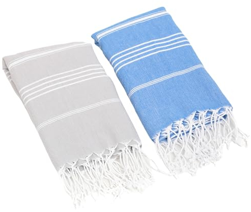 Heré Mood Strandtuch Hamamtuch Saunahandtuch Set - 1er & 2er Pack 100% Baumwolle - Hochwertiges Badetuch und Duschtuch - Picknickdecke, Extra Leicht