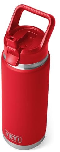 YETI Rambler C Straw Bottle, Stainless Steel Vacuum Insulated Bottle with Straw Cap, Rescue Red, 26 oz (769 ml)