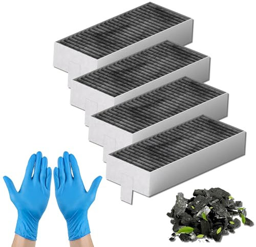 DERJDISF Aktivkohlefilter - 4er Set für Dunstabzugshaube Filter, Enthält 2 Paar Handschuhe, Siemen HZ9VRCR0 17004796/Bosc HEZ9VRCR0 17004805/Neffs Z821VR0 17004806, Umluftset-Filter