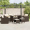 Willood 6 TLG. Rattanmöbel Gartenbank Rattan Garten Sitzgruppe Gartenlounge Gartenmöbel Set Sofagarnitur mit Kissen Braun Glas Tisch