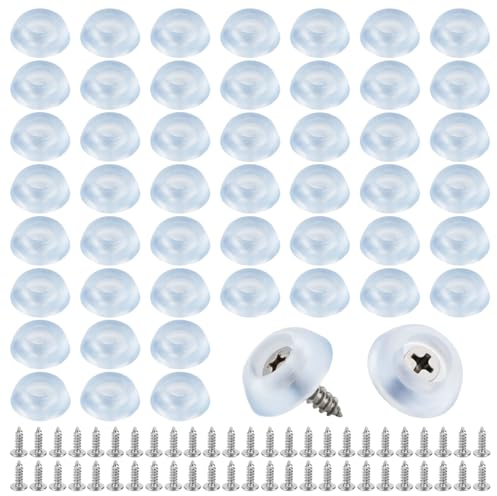 Small Rubber Feet, 50pcs Tiny Cutting Chopping Board Feet Adjustable Non Slip Bumpers with Stainless Steel Screws Round Mini Cutting Board Legs Pad for Furniture Kitchen Appliances
