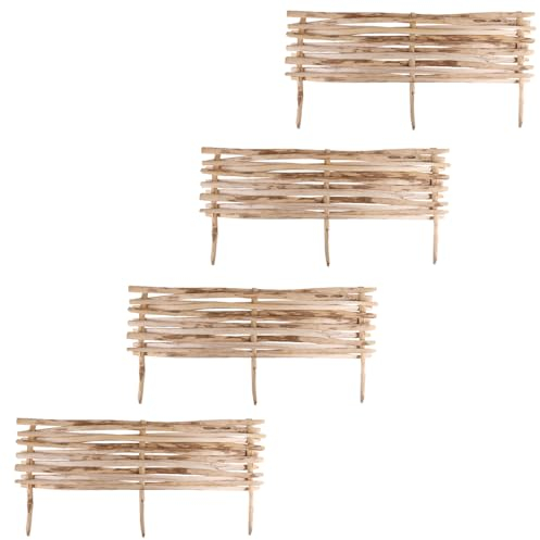 Lot de 4 bordures de parterre en bois de noisetier 102 x 30 cm