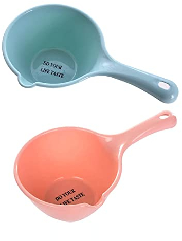 Water Ladle Plastic Water Dipper Thickened Bathing Ladle Container with Handle Water Scoop Cup Baby Shampoo Bath Spoon Color 2 Pcs Plastic Water Scoop