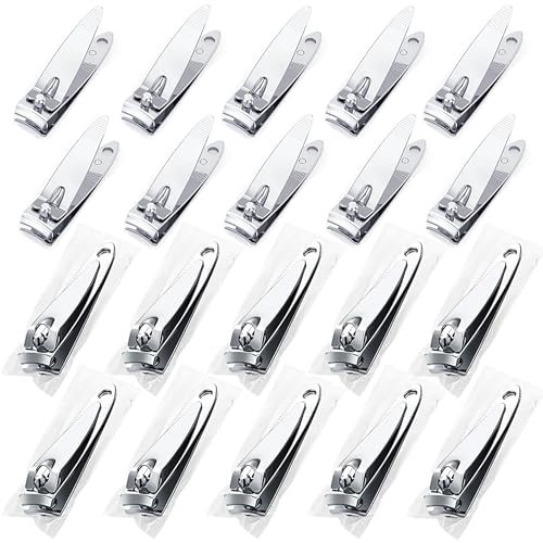 AVERZELLA Travel Nail Clippers Set 20 Pack for Men Women, Small Toenail Clippers Fingernail Clippers in Bulk Flat Edge, Mini Finger & Toe Nail Clippers for Homeless Care Package Supplies Bulk
