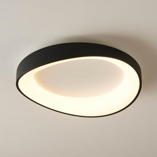 KOSILUM – Deckenleuchte, rund, schwarz, diskret, LED, kompatibel mit Dimmer – Belina – Licht warmweiß Beleuchtung Wohnzimmer Schlafzimmer Küche Flur – 21 W – 2712 lm – integrierte LED – IP20