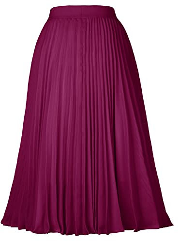 Gonne da Donna Gonna Midi a Vita Alta Gonna a Pieghe Invernale da Donna Festiva L cl2473-29/Viola Scuro