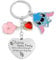 Porte Clé Stitch, Ohana Means Family,Cadeau Mignon et Personnalisé pour Famille, Accessoire pour Sac à Dos et Porte-Monnaie, Porte-Clés Cœur avec Fleur et Pendentif,pour Cadeau d’Amitié ou Famille