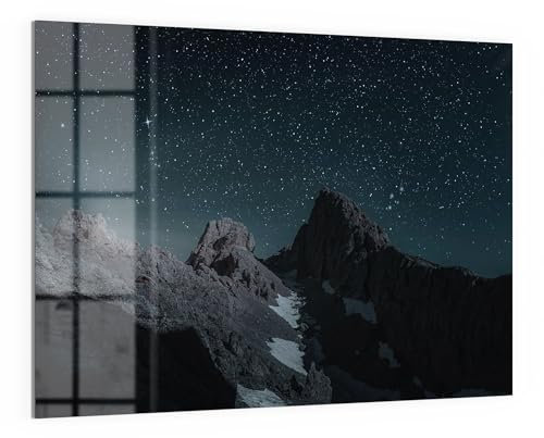 DEQORI Glas-Magnettafel | 120x90 cm cm groß | Motiv Sternenklare Berge | Memo-Board aus Glas | Magnetboard inkl. Magnete, Stift & Tuch für Küche & Büro | Tafel magnetisch & beschreibbar