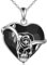 VONALA Collier tête de mort rose en argent sterling 925 en forme de cœur noir cristal gothique bijoux Halloween cadeaux pour femmes, Eine Größe, Argent sterling, Cristal