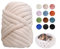Naturezhen Filato Chunky, 500g Filato Gigante, Filato Grosso per Coperte, Grossa Super Morbida Lavabile per Borse, Coperte, Cestini, Nidi di Animali Domestici, Artigianato Fai-da-Te (Beige)