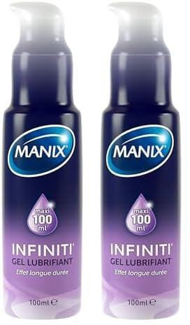 Manix Infiniti : Gel Lubrifiant (100ml) Longue durée à Base de Silicone / 3X Plus Efficace/Compatibles avec les Préservatifs (Lot de 2)