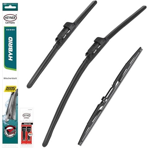 HEYNER® Scheibenwischer mit Heckwischer komp. mit MERCEDES-BENZ B-KLASSE (10.2011-06.2015) HYBRID Flachbalkenwischer