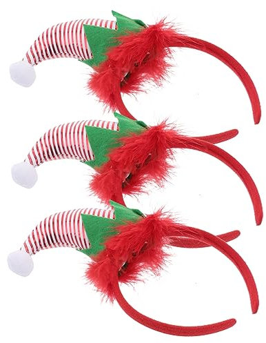 Garneck 3stücke Haarreif mit Hutmotiv für Elf Party-haarschmuck Weihnachts-haaraccessoires Haarreif mit Hutmotiv für Weihnachten