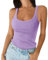 Weardear Damen Tops Slim Fit Oberteile Gerippt Ärmellos Tanktop Damen U-Ausschnitt Blusentop Casual Sommer Sexy Vest Top, Helllila, S