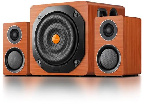 Elimavi Enceinte PC Gamer, Enceinte de Bureau avec Subwoofer 6,5″, Entrées Optiques/RCA/Coaxiales, Système de Son Surround pour Ordinateurs, Téléviseurs, Consoles de Jeux, Prises EU/French