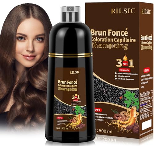Haarfärbe-Shampoo, dunkelbraun, Hair Dye Shampoo, 3-in-1, Sofort-Shampoo für Haare, Shampoo für weiße Haare, Color Shampoo für Männer und Frauen, 500 ml (braun)