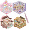 4 Set DIY 3D House Stickers,Cute Stickers DIY Scene Stickers,Fun DIY Stacking Scene Stickers (Mit Pinzette)