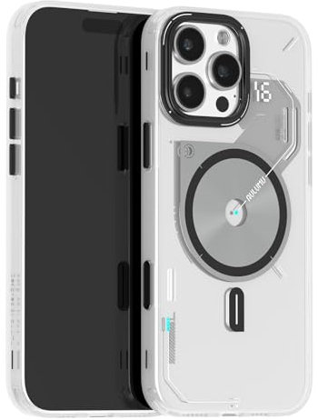 Aulumu A16 Cover per iPhone 16 Pro Max Custodia Magnetica Termica | Controllo Fotocamera | Tecnologia IMD | Compatibile con MagSafe | Avvolgimento Completo | Touch Bianco Traslucido