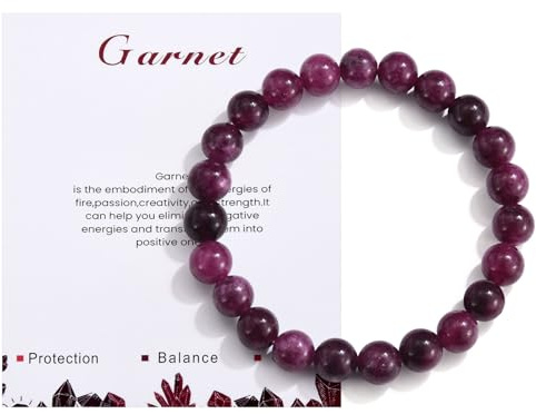 CERSLIMO Natural Bead Bracelet for Women Men Teen Girls Boys - Healing Bracelets Stretch Link Bracelets with Beautiful 8mm Crystal Bracelet for Birthday Christmas, Anxiety Bracelet, Womens Bracelet