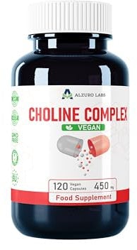 Alzuro Labs Choline Complex (Choline Bitartrate, Phosphatidylserine, Citicoline CDP) 120 Vegan Capsules High Dose 4-Month Supply Laboratory Tested GMP Certified Dietary Supplement